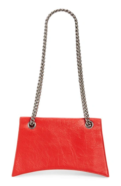 Shop Balenciaga Crush Crushed Leather Shoulder Bag In Tomato Red