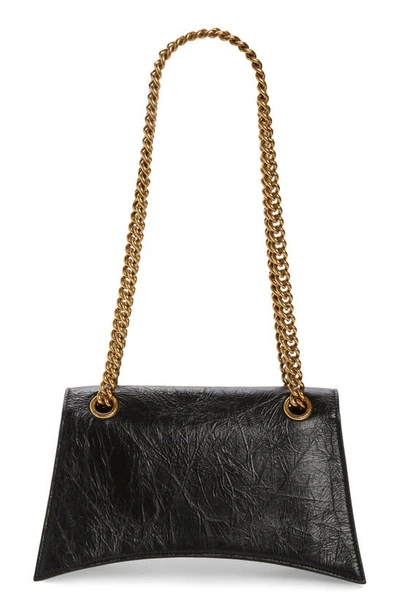 Balenciaga Crush Small Crinkled Leather Shoulder Bag In Black