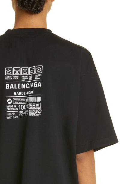 Shop Balenciaga Medium Fit Composition Print Graphic Tee In Black/ White