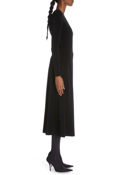 Shop Balenciaga Long Sleeve Stretch Twill Crepe Midi In Black