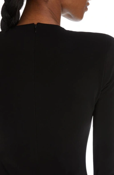 Shop Balenciaga Long Sleeve Stretch Twill Crepe Midi In Black