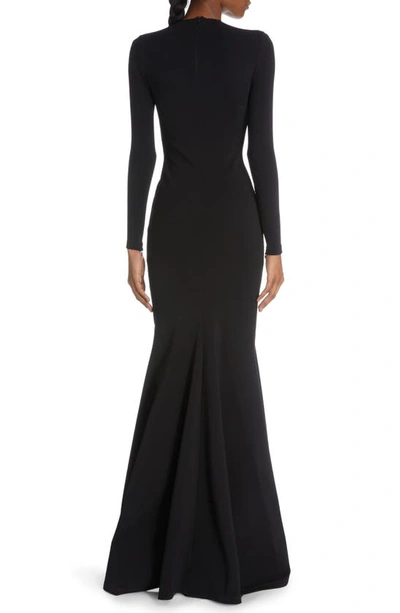 Shop Balenciaga Long Sleeve Jersey Mermaid Gown In Black