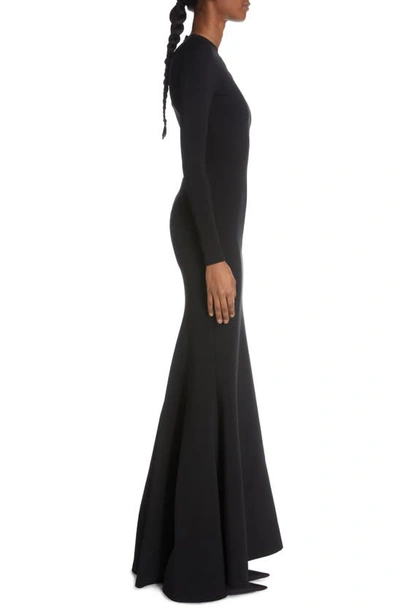 Shop Balenciaga Long Sleeve Jersey Mermaid Gown In Black