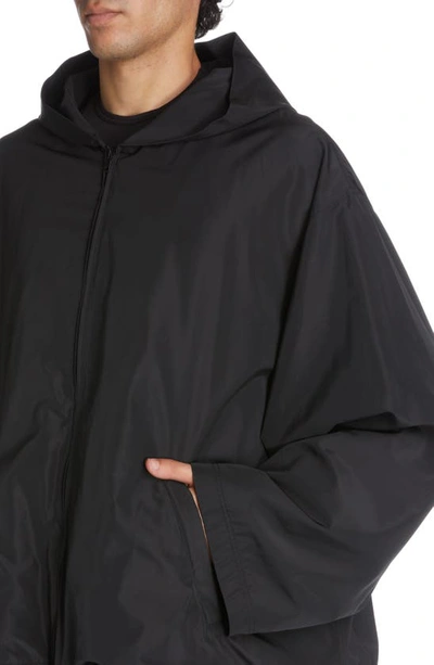 Shop Balenciaga Logo Oversize Raincoat In Black