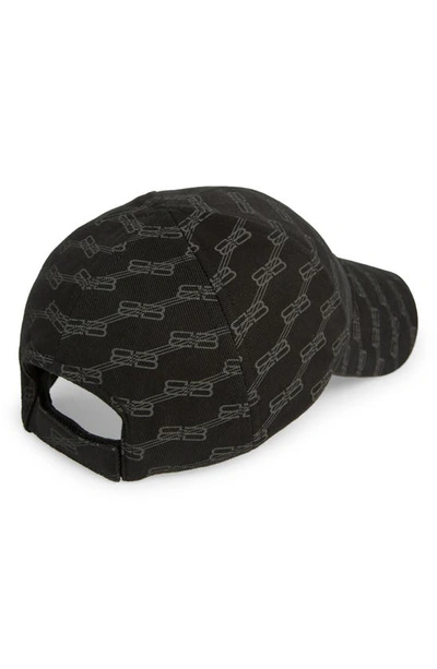 Shop Balenciaga Bb Monogram Cotton Twill Baseball Cap In Black/ Grey