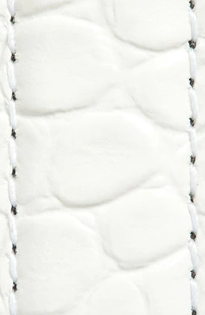 Shop Balenciaga Bb Hourglass Croc Embossed Leather Skinny Belt In Optic White
