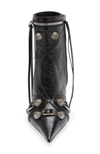 Shop Balenciaga Cagole Leather Bootie In Black