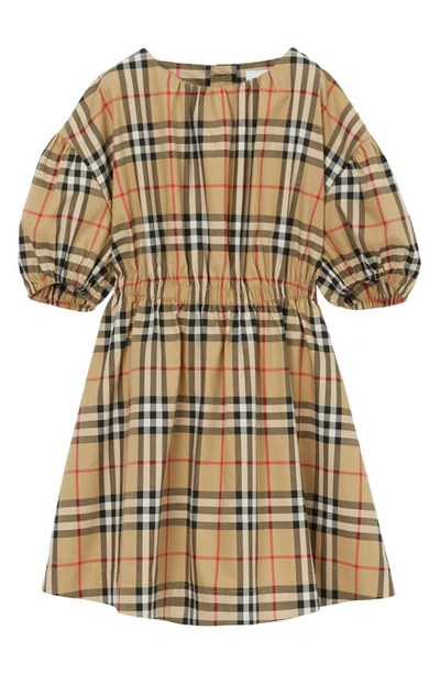 Shop Burberry Kids' Shelley Check Poplin Dress In Archive Beige Ip Chk