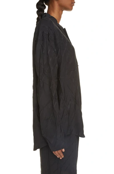 Shop Balenciaga Minimal Logo Jacquard Silk Button-up Shirt In Black