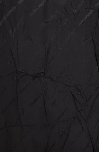 Shop Balenciaga Minimal Logo Jacquard Silk Button-up Shirt In Black