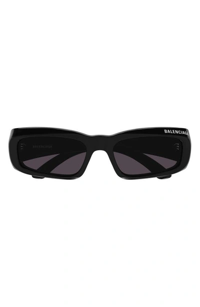 Shop Balenciaga 57mm Rectangular Sunglasses In Black