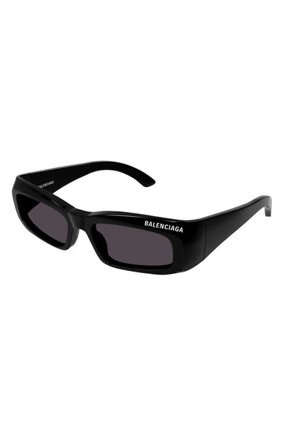 Shop Balenciaga 57mm Rectangular Sunglasses In Black