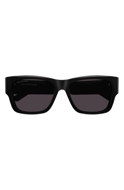 Shop Balenciaga 56mm Rectangular Sunglasses In Black