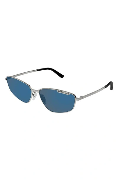 Shop Balenciaga 60mm Oval Sunglasses In Ruthenium