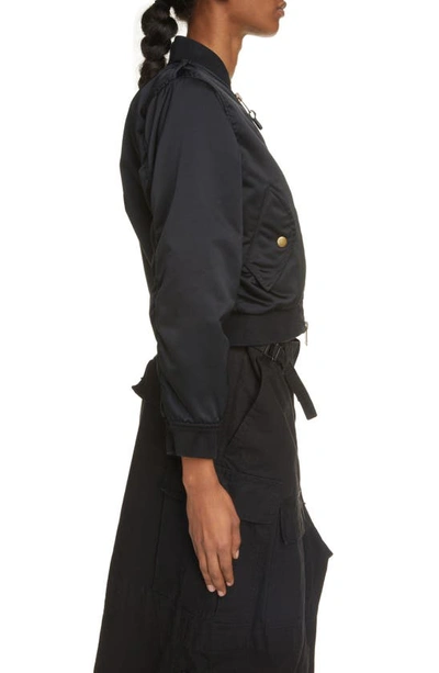 Shop Balenciaga Shrunken Bomber Jacket In Black