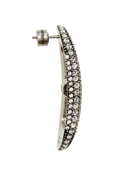 Shop Balenciaga Medium Cagole Buckle Earrings In Ant Silver/ Crystal
