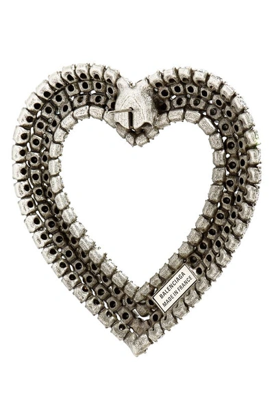 Shop Balenciaga Pavé Crystal Heart Drop Earrings In Ant Silver/ Crystal