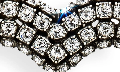 Shop Balenciaga Pavé Crystal Heart Drop Earrings In Ant Silver/ Crystal
