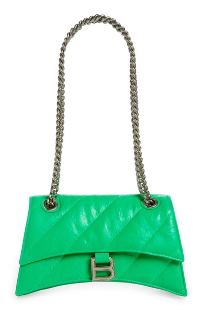 Shop Balenciaga Small Crush Quilted Leather Crossbody Bag In Vivid Green