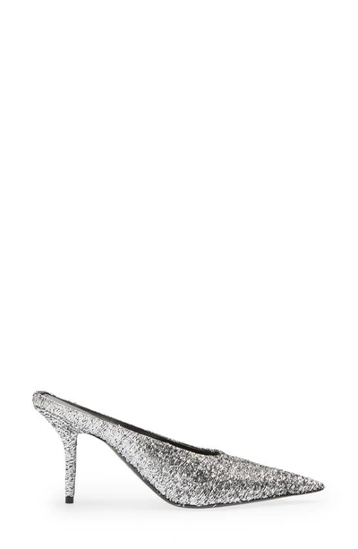 Shop Balenciaga Square Knife Pointed Toe Mule In Silver