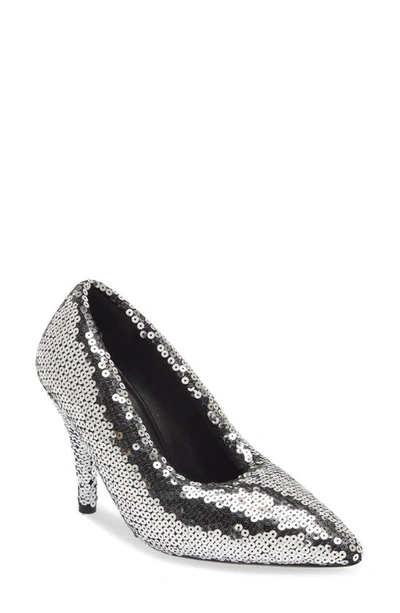 Shop Balenciaga Xl Sequin Pump In Silver