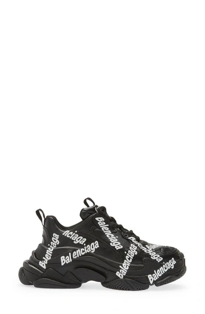 Shop Balenciaga Triple S Sneaker In Black/ White