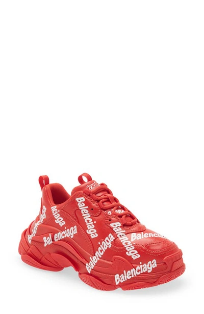 Balenciaga Triple S Sneaker In Red/ White