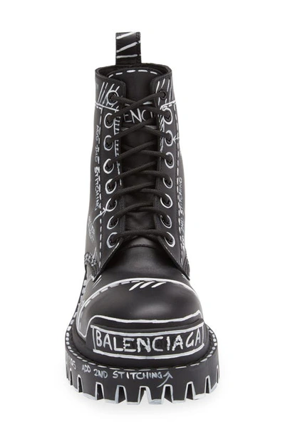 Shop Balenciaga Strike Combat Boot In Black/ White