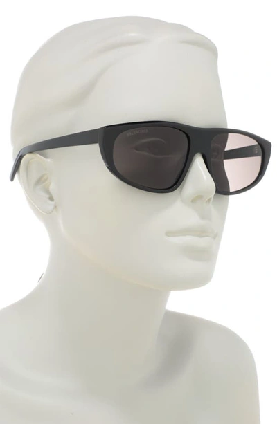 Shop Balenciaga 60mm Rectangular Sunglasses In Shiny Black