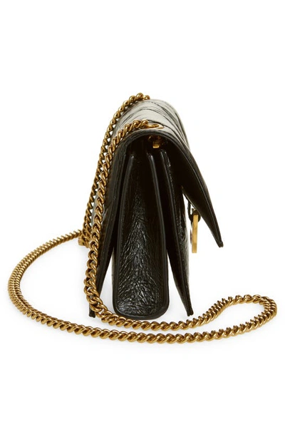 Shop Balenciaga Hourglass Quilted Crushed Leather Wallet On A Chain In Black