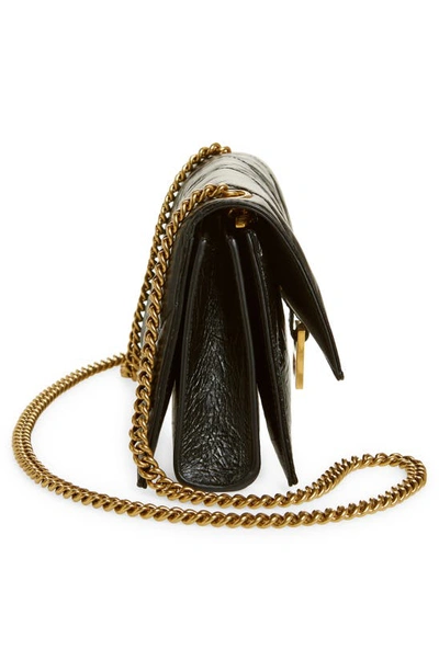 Balenciaga Hourglass Quilted Crushed Leather Wallet On A Chain In Black