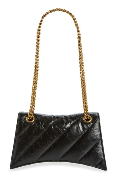 Shop Balenciaga Crush Quilted Leather Shoulder Bag In Black