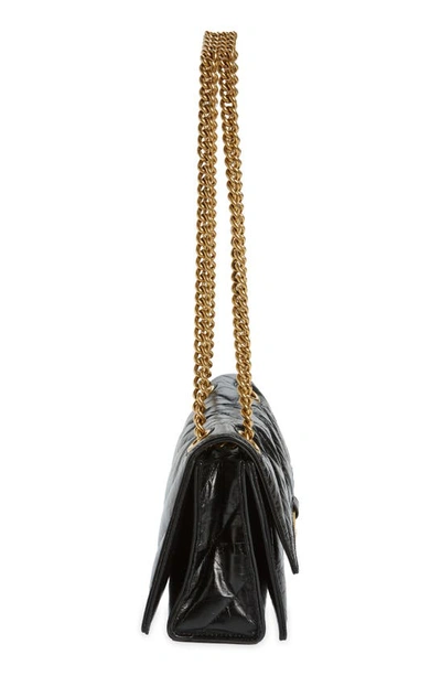 Balenciaga Crush Quilted Leather Shoulder Bag In Black