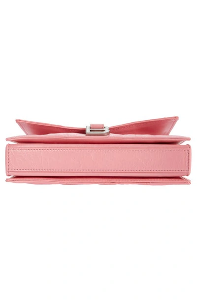Shop Balenciaga Crush Quilted Crinkle Leather Wallet On A Chain In Sweet Pink