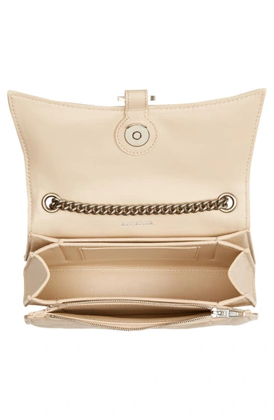 Shop Balenciaga Crush Quilted Crinkle Leather Wallet On A Chain In Sand Beige
