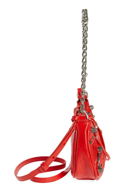 Shop Balenciaga Mini Le Cagole Leather Crossbody In Tomato Red