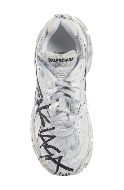 Shop Balenciaga Graffiti Runner In White/ Black