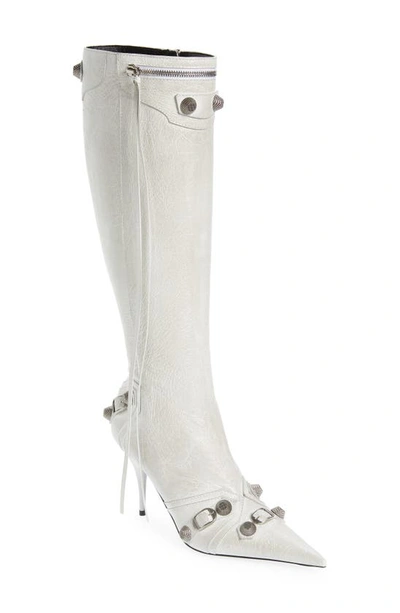 Shop Balenciaga Cagole Knee High Boot In Dirty White