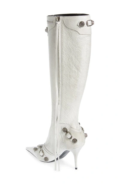 Shop Balenciaga Cagole Knee High Boot In Dirty White