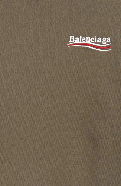 Shop Balenciaga Kids' Campaign Logo Cotton Sweatshirt In Khaki/ White/ Red