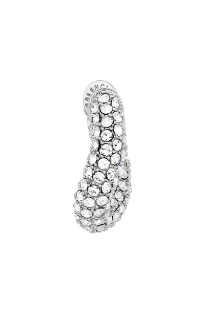 Shop Balenciaga Crystal Hoop Earrings In Shiny Silver/ Crystal