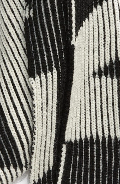 Shop Balenciaga Turn Logo Ribbed Wool Scarf In Black/ White W