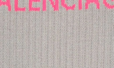 Shop Balenciaga Logo Tennis Socks In Grey/ Fluo Pink