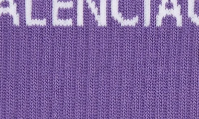 Shop Balenciaga Logo Tennis Socks In Purple/ White
