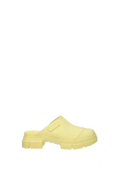 Shop Ganni Slippers And Clogs Rubber Yellow Banana