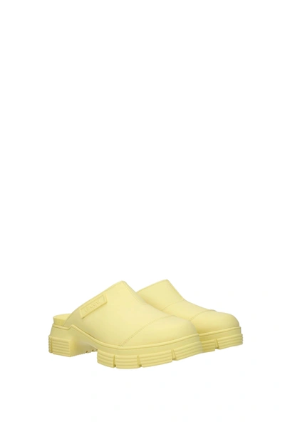 Shop Ganni Slippers And Clogs Rubber Yellow Banana