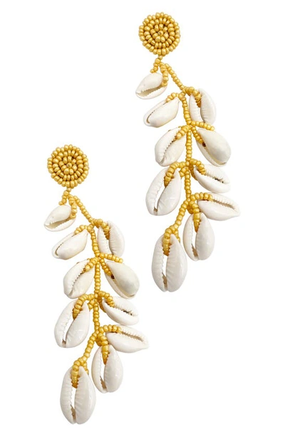 Shop Adornia Sea Shell & Bead Drop Earrings In Yellow