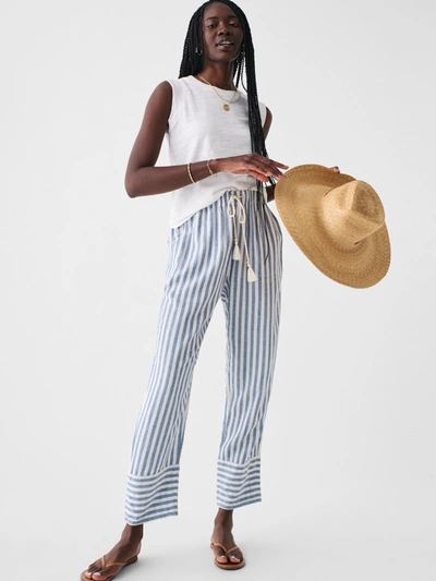 Shop Faherty Pacific Beach Linen Pants In Blue Lucy Stripe