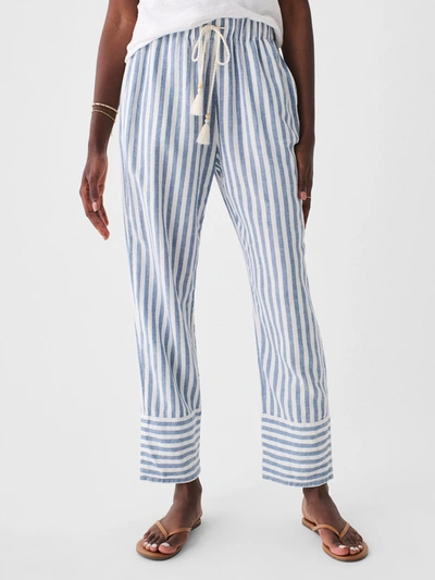 Shop Faherty Pacific Beach Linen Pants In Blue Lucy Stripe