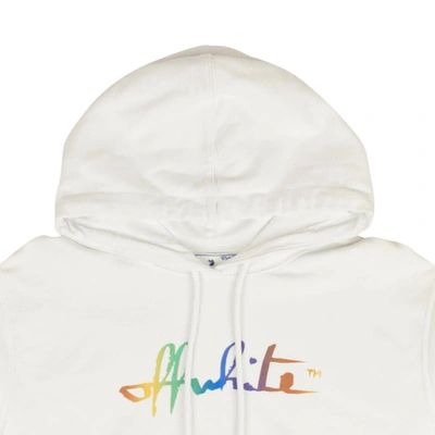 Shop Off-white White Rainbow Logo Hoodie